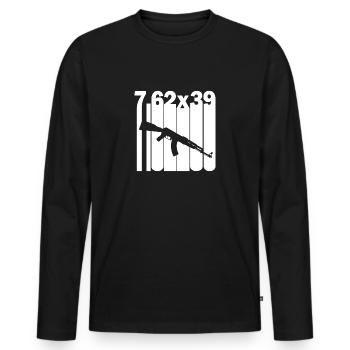 Cartouche AK-47 Pistolet Fusil d’assaut Cadeau - T-shirt manches longues Premium bio Homme - noir - Devant - Nico (187cm)