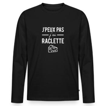 J'peux pas j'ai raclette fromage - T-shirt manches longues Premium bio Homme - noir - Devant - Nico (187cm)