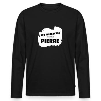 Pierre - T-shirt manches longues Premium bio Homme - noir - Devant - Nico (187cm)