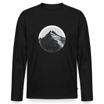 Berge - Wandern - klettern - Gebirge - Gletscher - Männer Premium Bio Langarmshirt - Schwarz - Vorne - Nico (187cm)