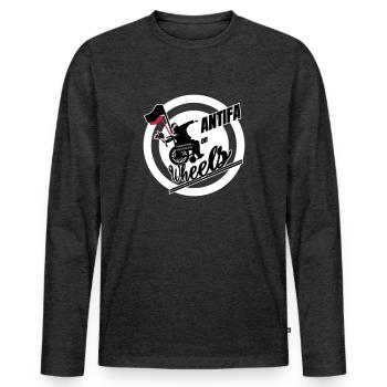 Antifa on Wheels - Männer Premium Bio Langarmshirt - Anthrazit meliert - Vorne - Nico (187cm)