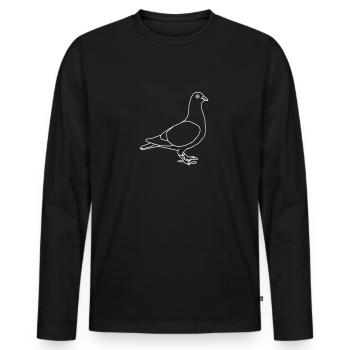 Pigeon Line Kunst - Männer Premium Bio Langarmshirt - Schwarz - Vorne - Nico (187cm)