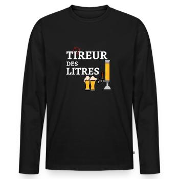 Tireur des Litres - T-shirt manches longues Premium bio Homme - noir - Devant - Nico (187cm)