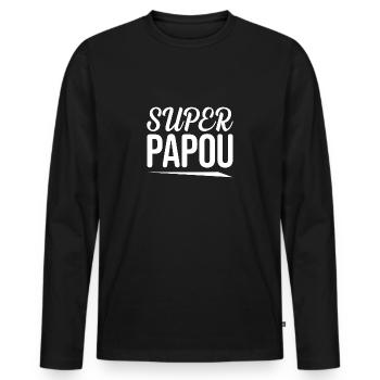 SUPER PAPOU - T-shirt manches longues Premium bio Homme - noir - Devant - Nico (187cm)