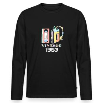 vintage 1983 - T-shirt manches longues Premium bio Homme - noir - Devant - Nico (187cm)