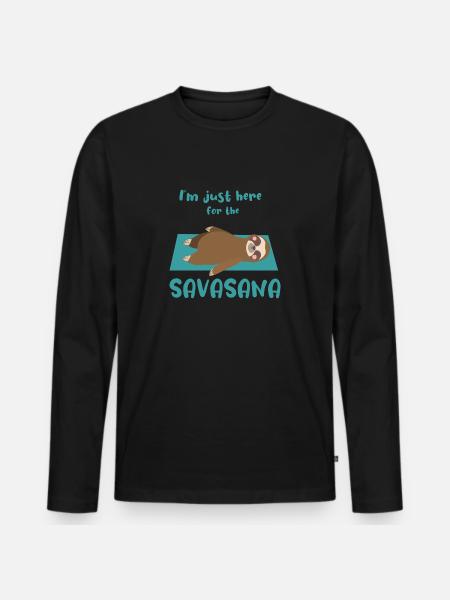 Solo estoy aquí para el regalo de Savasana Yoga Lover - Camiseta ecológica prémium de manga larga para hombre - negro