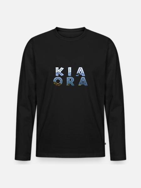 Double Exposure Kia Ora Ocean New Zealand Gift - Men's Premium Organic Long Sleeve Shirt - black