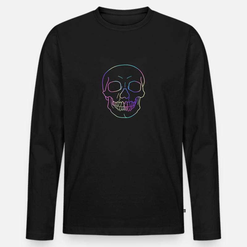 Skull Totenkopf - Männer Premium Bio Langarmshirt - Schwarz