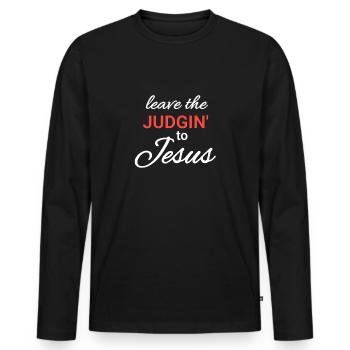 Überlassen Sie das Urteil Jesus Cool Christian Shirts - Männer Premium Bio Langarmshirt - Schwarz - Vorne - Nico (187cm)