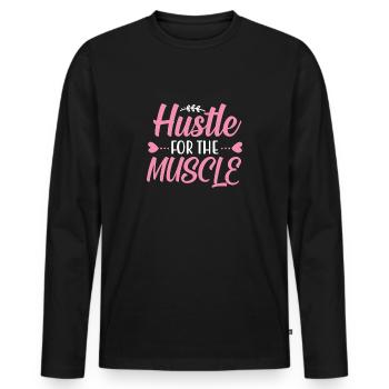 Hektik für den Muskel - Männer Premium Bio Langarmshirt - Schwarz - Vorne - Nico (187cm)
