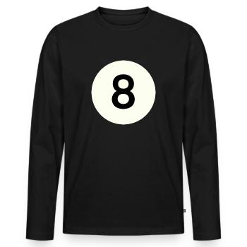 Billard Billardkugel Nr. 8 - Männer Premium Bio Langarmshirt - Schwarz - Vorne - Nico (187cm)