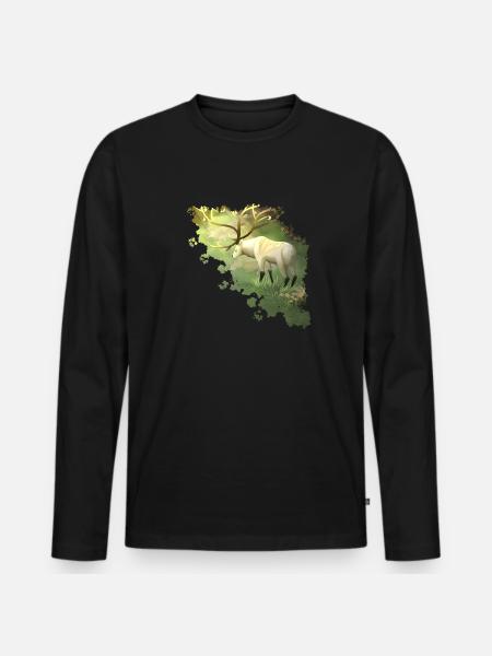 Hirsch - Symbol des Waldes - Männer Premium Bio Langarmshirt - Schwarz