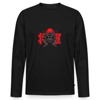 shogun samurai - Men's Premium Organic Long Sleeve Shirt - black - Front - Nico (187cm)