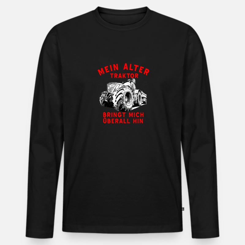 Traktor - Männer Premium Bio Langarmshirt - Schwarz