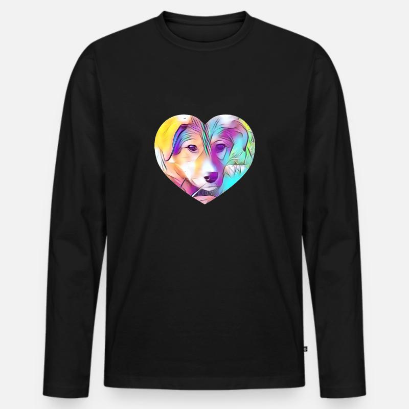 Hund - Männer Premium Bio Langarmshirt - Schwarz