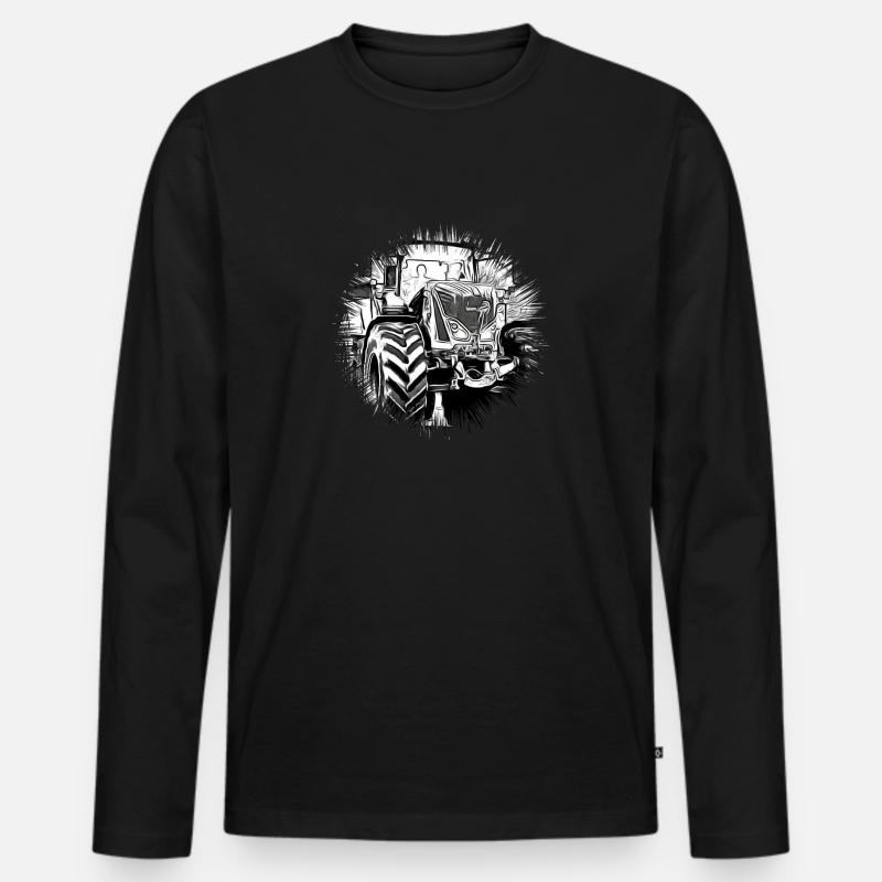 Traktor - Männer Premium Bio Langarmshirt - Schwarz