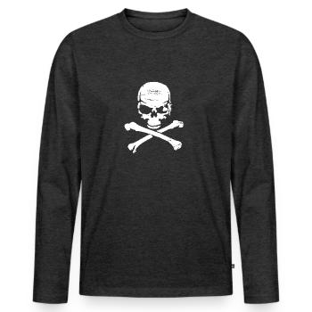 pirate - T-shirt manches longues Premium bio Homme - anthracite chiné - Devant - Nico (187cm)