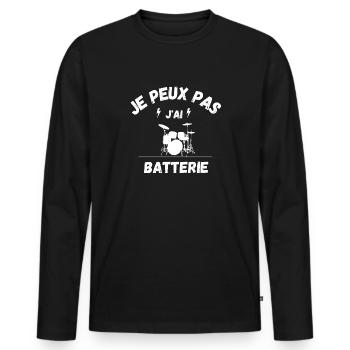 JE PEUX PAS J AI BATTERIE T-shirt Humour - T-shirt manches longues Premium bio Homme - noir - Devant - Nico (187cm)
