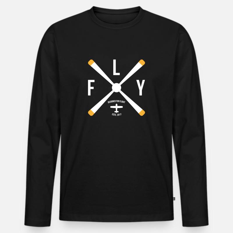 Designed for flight Geschenk Flugzeug Copilot - Männer Premium Bio Langarmshirt - Schwarz