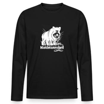 Waidmannsheil Geschenk Jagd Wildschwein Jägersmann - Männer Premium Bio Langarmshirt - Schwarz - Vorne - Nico (187cm)