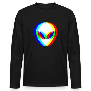 Alien Head Trippy Techno DJ Raver Glitch - Men's Premium Organic Long Sleeve Shirt - black - Front - Nico (187cm)