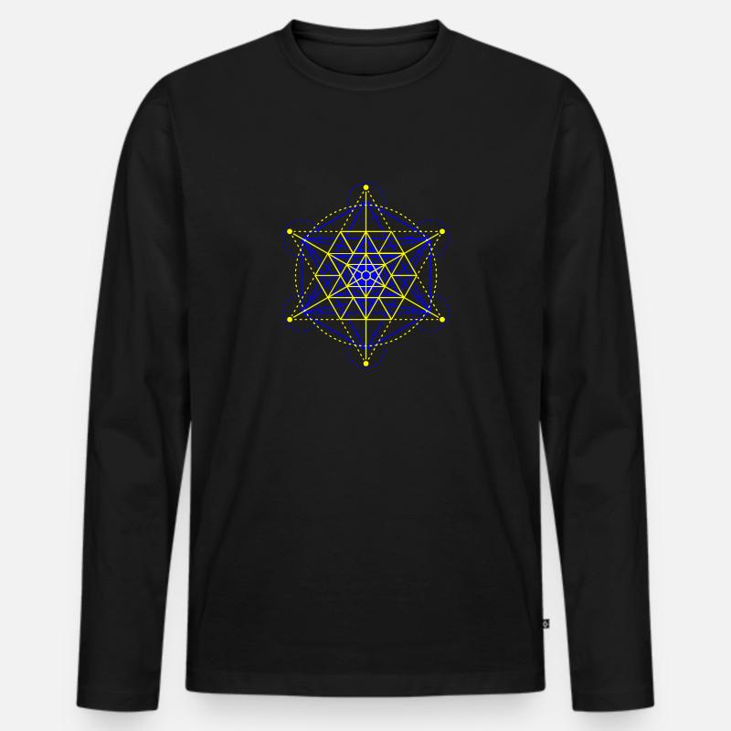 Heilige Geometrie - Männer Premium Bio Langarmshirt - Schwarz