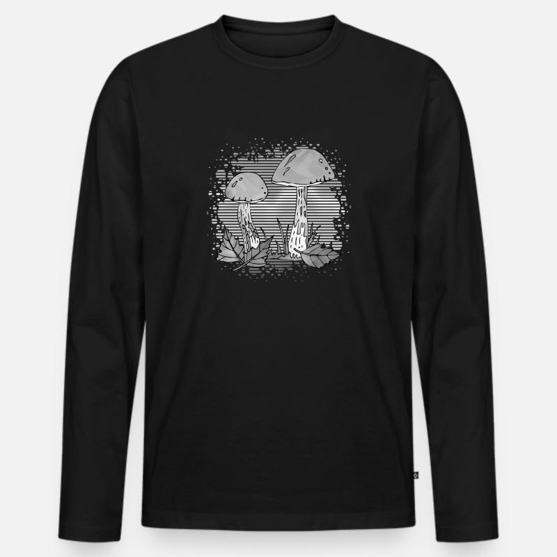 Pilze - Männer Premium Bio Langarmshirt - Schwarz