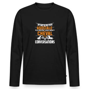 je préfère juste mon cheval à vos conversations - T-shirt manches longues Premium bio Homme - noir - Devant - Nico (187cm)