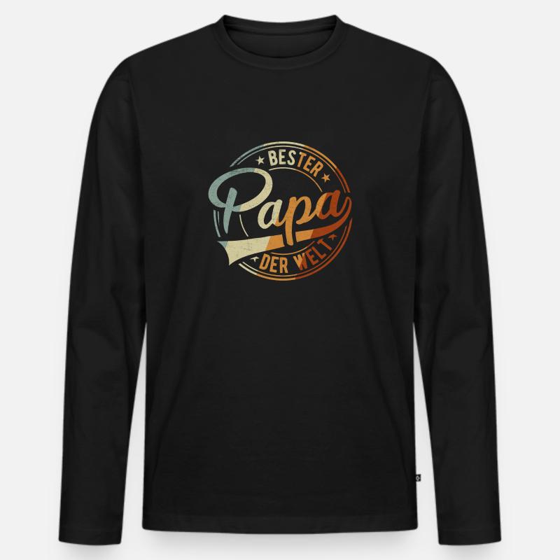 Bester Papa Vater Retro - Männer Premium Bio Langarmshirt - Schwarz