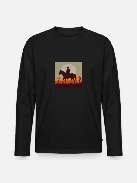 Westernreiter - Männer Premium Bio Langarmshirt - Schwarz