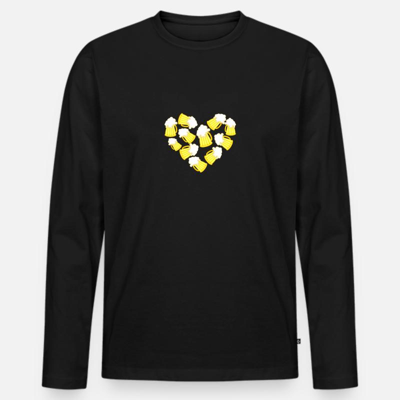 Biere Herz Geschenk Humor - Männer Premium Bio Langarmshirt - Schwarz