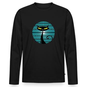 Chat Noir - T-shirt manches longues Premium bio Homme - noir - Devant - Nico (187cm)