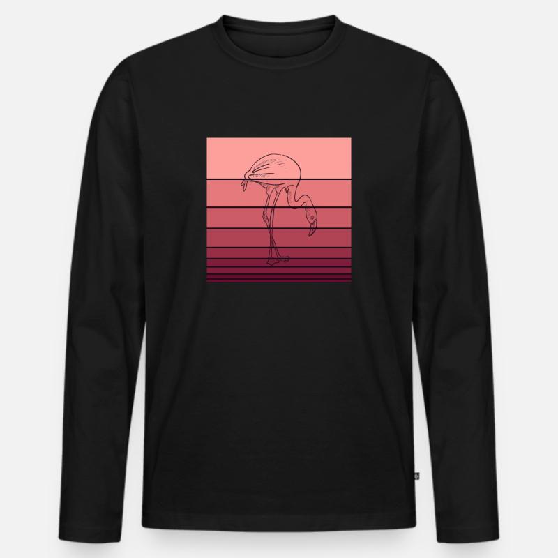 Flamingo - Männer Premium Bio Langarmshirt - Schwarz