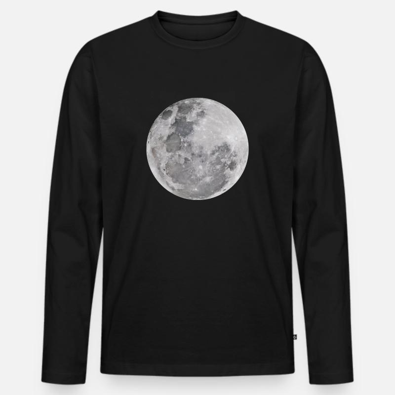 Echter Mond - Männer Premium Bio Langarmshirt - Schwarz