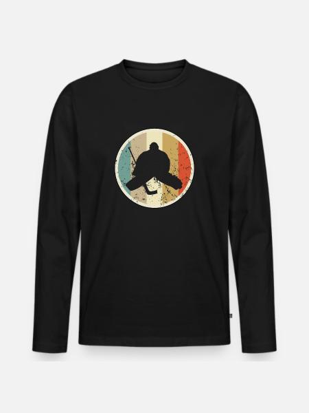 Eishockey Torwart - Männer Premium Bio Langarmshirt - Schwarz