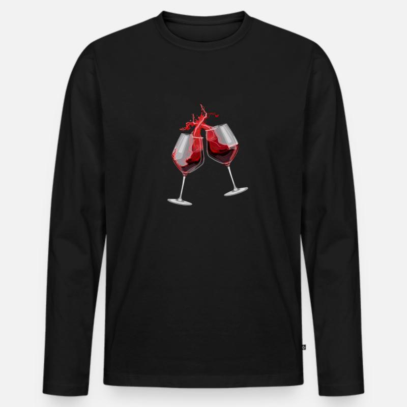 Rotwein Gläser - Prost! - Männer Premium Bio Langarmshirt - Schwarz