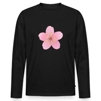 Cherry blossom - Men's Premium Organic Long Sleeve Shirt - black - Front - Nico (187cm)