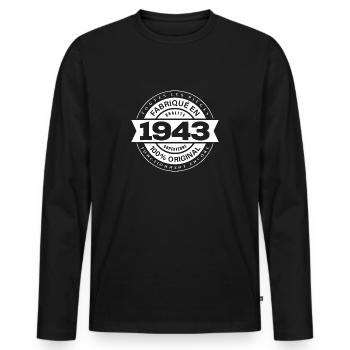 FABRIQUÉ EN 1943 - T-shirt manches longues Premium bio Homme - noir - Devant - Nico (187cm)