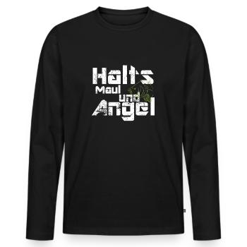 Angler, Karpfen Halts maul und angel - Männer Premium Bio Langarmshirt - Schwarz - Vorne - Nico (187cm)