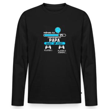 Bientôt Papa Gamer Futur Père Gamer drôles - T-shirt manches longues Premium bio Homme - noir - Devant - Nico (187cm)