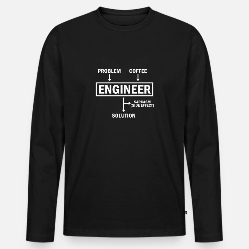 Problem Engineer Coffee Solution Sarcasm - Männer Premium Bio Langarmshirt - Schwarz
