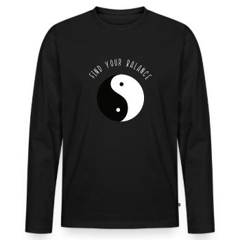 Trouvez votre équilibre - T-shirt manches longues Premium bio Homme - noir - Devant - Nico (187cm)