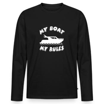 Motorboot - Männer Premium Bio Langarmshirt - Schwarz - Vorne - Nico (187cm)