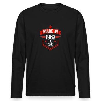 Made in 1962 weiß - Männer Premium Bio Langarmshirt - Schwarz - Vorne - Nico (187cm)