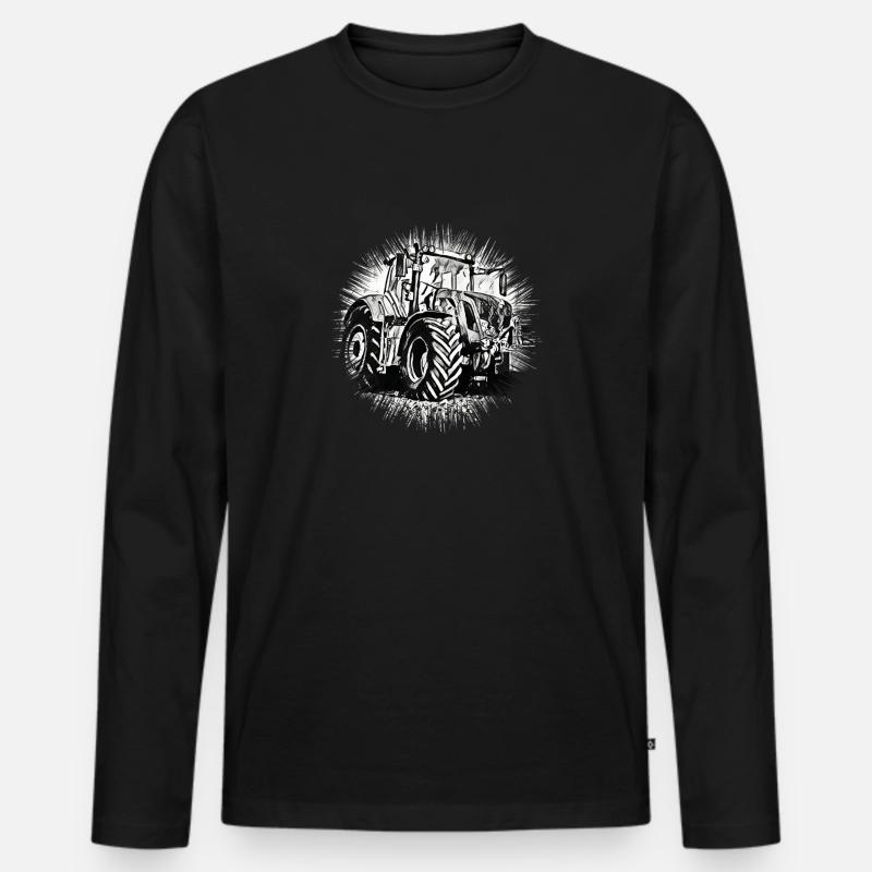 Traktor - Männer Premium Bio Langarmshirt - Schwarz