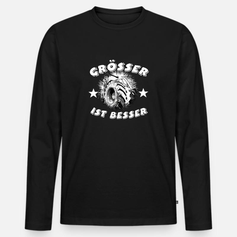 Traktor - Männer Premium Bio Langarmshirt - Schwarz