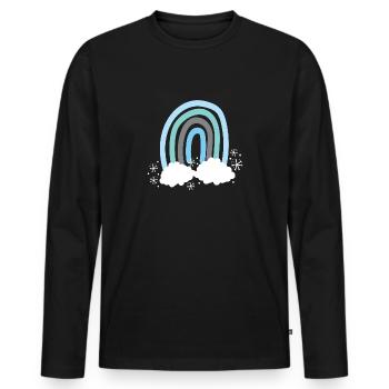 Arc-en-ciel bleu hiver amical - T-shirt manches longues Premium bio Homme - noir - Devant - Nico (187cm)