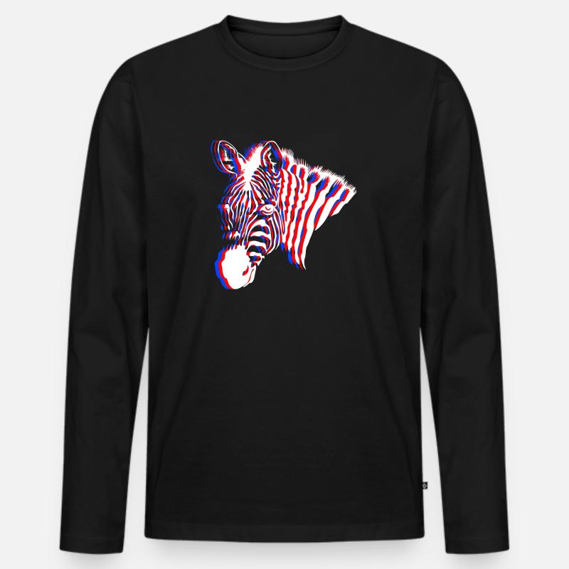 Zebra Neon - Männer Premium Bio Langarmshirt - Schwarz