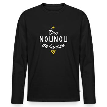 Elue nounou de l année - T-shirt manches longues Premium bio Homme - noir - Devant - Nico (187cm)