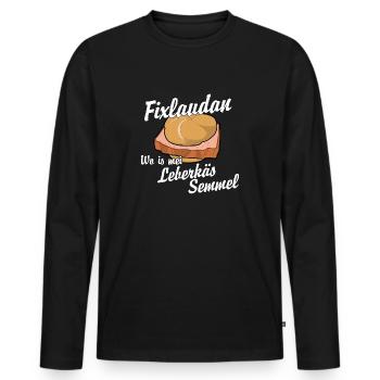 Fixlaudan - wo ist meine Leberkäse Semmel - Männer Premium Bio Langarmshirt - Schwarz - Vorne - Nico (187cm)